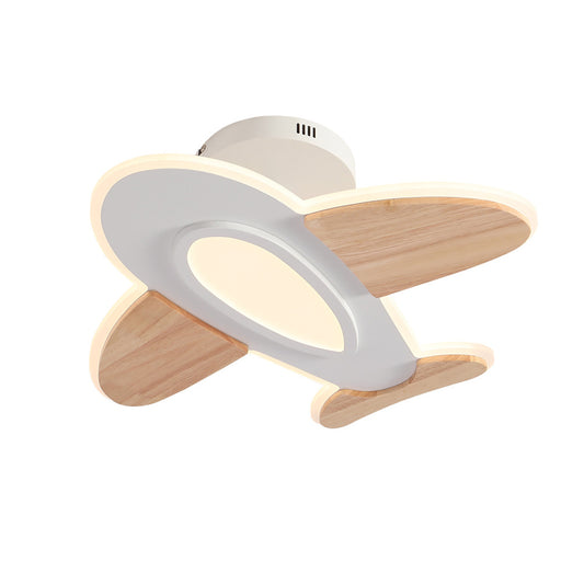 Aeyee Airplane Flush Mount Ceiling Light, Dimmable Children's Bedroom Ceiling Pendant Light, Wood LED Ceiling Lamp