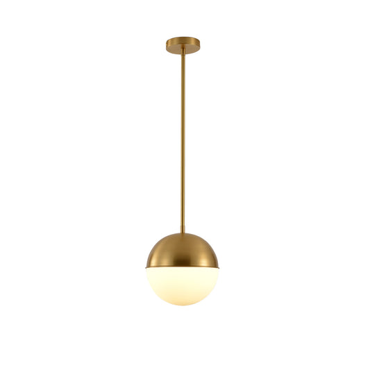 Aeyee Modern Globe Pendant Light Fixture, Minimalist 1 Lights Adjustable Hanging Light, Mid-Century Glass Pendant Lighting Brass Finish