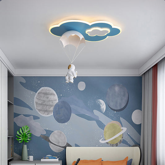 Aeyee Cartoon Flush Mount Ceiling Light, Children's Bedroom Ceiling Pendant Light, Astronaut Blue Ceiling Light