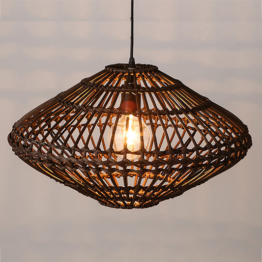 Aeyee Handwoven Pendant Light, Boho Rattan Light Fixture, Wicker Hanging Light for Kitchen Island Living Room