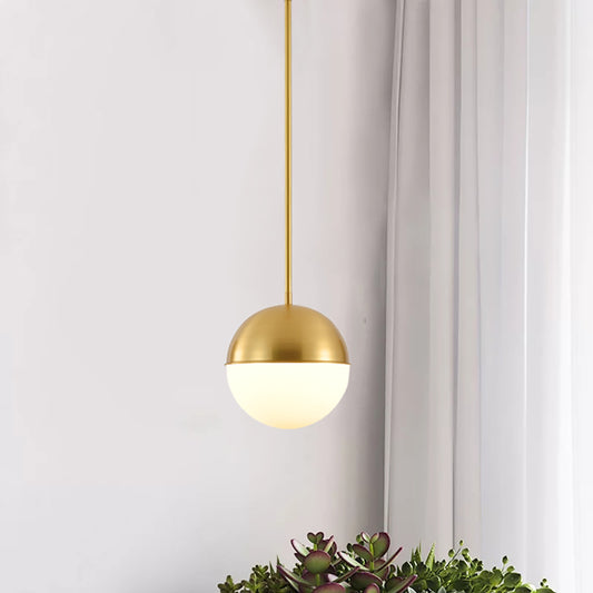 Aeyee Modern Globe Pendant Light Fixture, Minimalist 1 Lights Adjustable Hanging Light, Mid-Century Glass Pendant Lighting Brass Finish