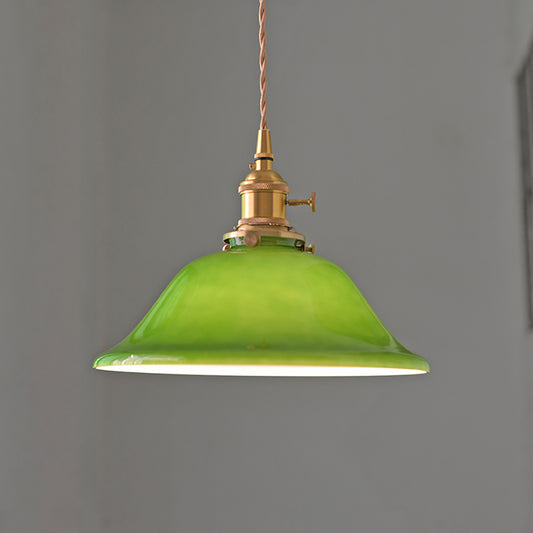 Modern Glass Pendant Light Fixture - Aeyee Farmhouse Ceiling Pendant Light, Adjustable Elegant Green Hanging Light