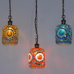 Aeyee Mosaic Pendant Light, Decorative Turkish Hanging Lamp, Colored Glass Ceiling Pendant Light Fixture for Kitchen Island Bedroom