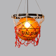 Aeyee Creative Basketball Pendant Light Fixture with Glass Shades, Basketball Themed Bedroom Hanging Light, Unique Ball Chandelier