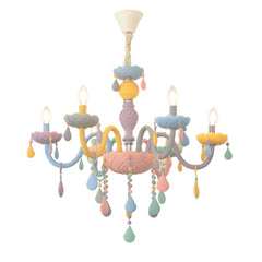Aeyee Modern Colorful Glass Chandelier Cool Candle Pendant Light Fixture, Girl's Bedroom Hanging Light, Adjustable Island Lights