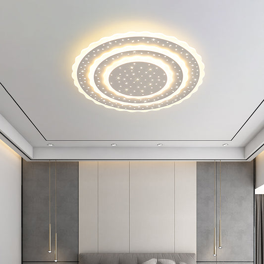 LED Ceiling Light - Aeyee 19.6" Ultra-Thin Flush Mount Ceiling Light, Minimalist Dimmable Acrylic Ceiling Lamp with Star Decor in White