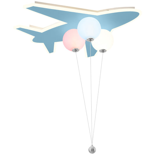 Aeyee Modern Airplane Flush Mount Ceiling Light, Dimmable Children's Bedroom Ceiling Pendant Light, Balloon Drop Ceiling Lamp in Blue