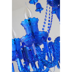 Aeyee Crystal Chandelier, Classic Candle Pendant Light Fixture, Girl's Bedroom Hanging Light, 8 Lights Adjustable Island Lights in Blue