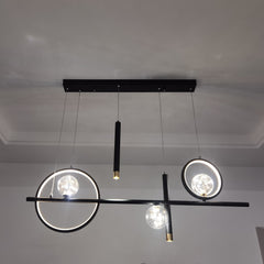 Modern LED Pendant Light Fixture - Aeyee Linear Shaped Island Light with Spotlight, Elegant Dimmable Chandeliers