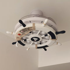 Aeyee Nautical Ceiling Fan with Lights and Remote Control, LED Ceiling Fan Rudder Decoration, Reversible Fan Chandeliers