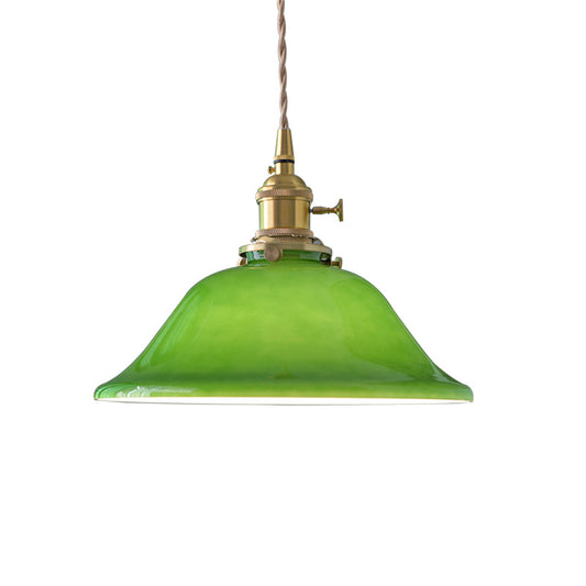Modern Glass Pendant Light Fixture - Aeyee Farmhouse Ceiling Pendant Light, Adjustable Elegant Green Hanging Light