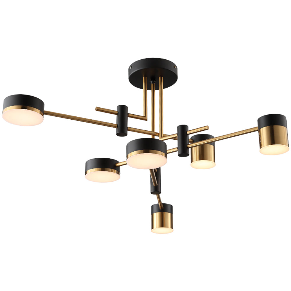 Aeyee Black and Gold Chandelier, 6 Lights LED Pendant Light Fixture, Dimmable, Modern Sputnik Hanging Light for Dining Room Living Room