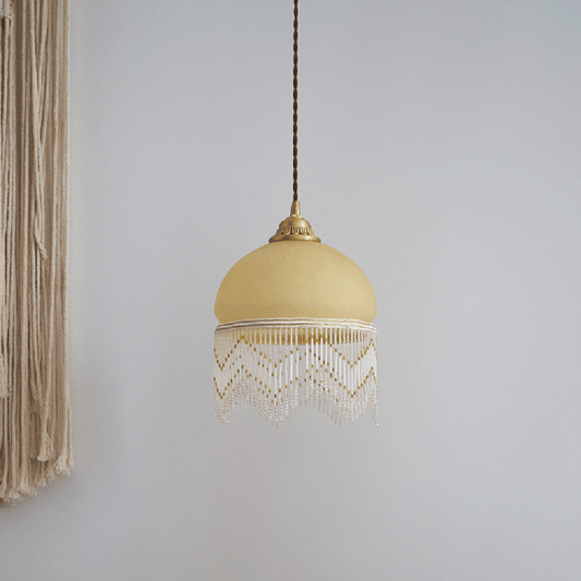 Aeyee Vintage Tassel Pendant Light Fixture, Glass Hanging Light Fixture, Small Ceiling Pendant Light for Girl's Room Kitchen Island