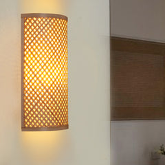 Aeyee Rustic Bamboo Wall Sconces, Boho Wall Lamp, 2 Lights Cute Rattan Wall Light Fixture, Little Wall Mounted Light for Bedroom Hallway Stairway