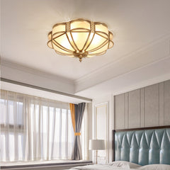 Aeyee Brass Flush Mount Ceiling Light Elegant 4 Lights Bedroom Ceiling Lamp with Glass Shade