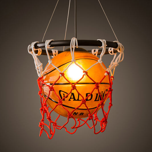 Aeyee Creative Basketball Pendant Light Fixture with Glass Shades, Basketball Themed Bedroom Hanging Light, Unique Ball Chandelier