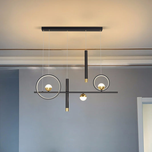 Modern LED Pendant Light Fixture - Aeyee Linear Shaped Island Light with Spotlight, Elegant Dimmable Chandeliers