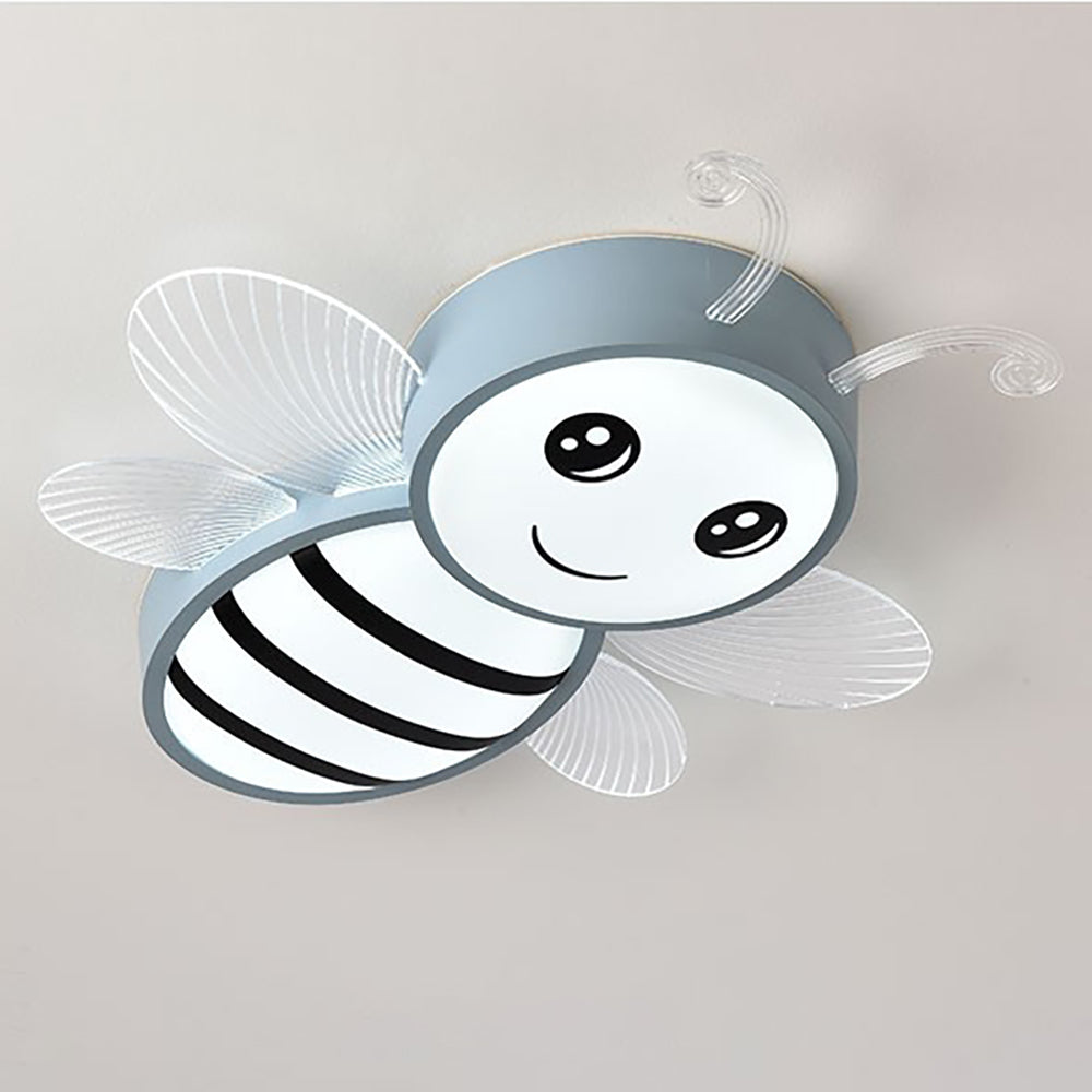 Aeyee Bee Flush Mount Ceiling Light, Dimmable Children's Bedroom Ceiling Light Fixture with Remote Control, Cartoon LED Ceiling Lamp