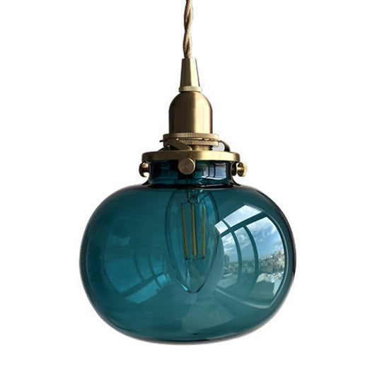 Aeyee Glass Pendant Light Fixture, Cute Globe Hanging Light, Modern Brass Pendant Lighting for Kitchen bar