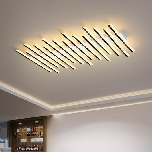 Aeyee Modern Ceiling Lighting Fixtures Simple Dimmable Flush Mount Ceiling Light, 43" Rectangular Bright Ceiling Lamps with Remote