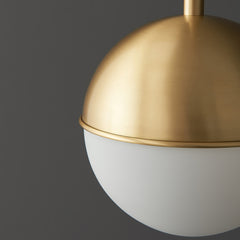 Aeyee Modern Globe Pendant Light Fixture, Minimalist 1 Lights Adjustable Hanging Light, Mid-Century Glass Pendant Lighting Brass Finish