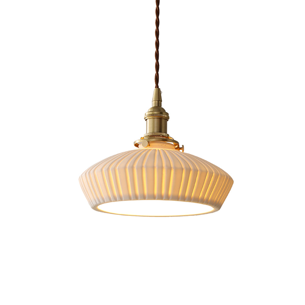 Aeyee Classic Pendant Light Fixture with Ceramic Shade, Adjustable Height, Modern Hanging Lamp for Kitchen Bedroom