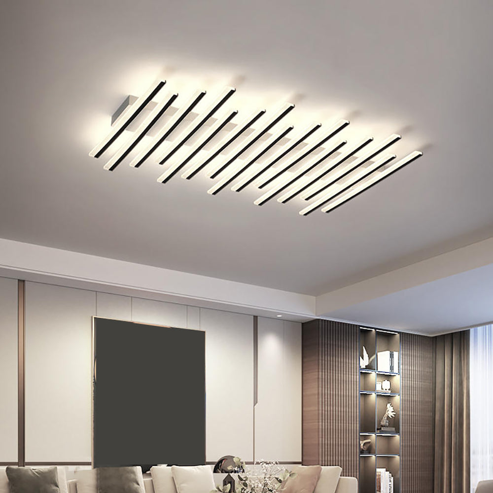 Aeyee Modern Ceiling Lighting Fixtures Simple Dimmable Flush Mount Ceiling Light, 43" Rectangular Bright Ceiling Lamps with Remote