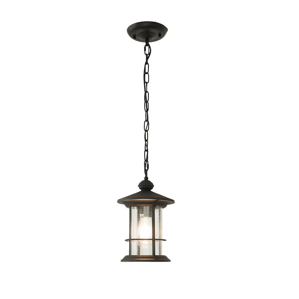 Aeyee Aluminum Lantern Outdoor Pendant Light, Clean Look Hanging Light Fixture, Adjustable Waterproof Front Porch Light in Coffee
