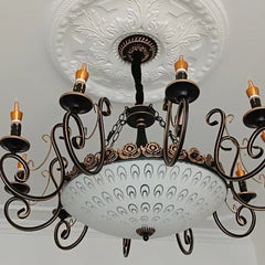 Elegant Candle Chandelier - Aeyee Retro Black Pendant Light Fixture, Industrial Hanging Lighting for Dining Room Foyer
