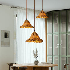 Aeyee Rustic Lotus Leaves Pendant Lighting 1 Light Classic Hanging Light Fixture, Art Deco Ceiling Pendant Light for Kitchen Island Bedroom