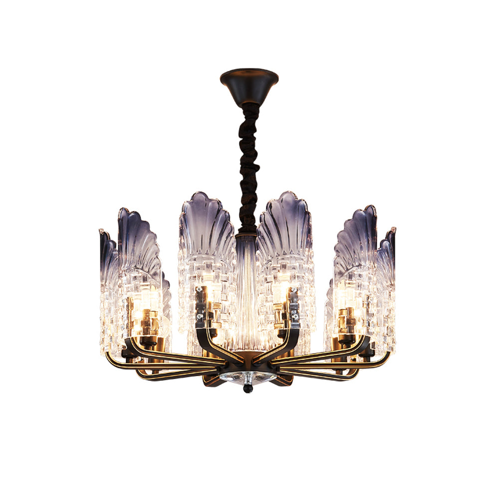 Aeyee Modern Peacock Shaped Glass Chandelier Elegant Pendant Light, Adjustable Hanging Light for Living Room Bedroom Blue Finish