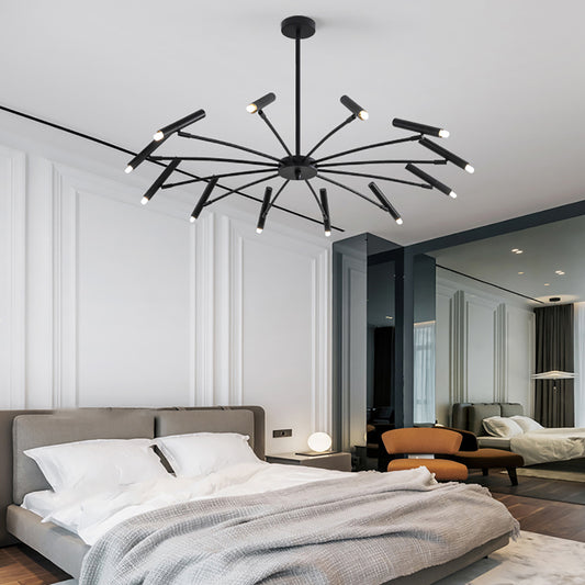 Aeyee Modern Sputnik Chandelier, Black Pendant Light Fixture, Adjustable Hanging Lighting for Kitchen Bedroom