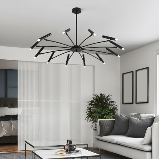 Aeyee Modern Sputnik Chandelier, Black Pendant Light Fixture, Adjustable Hanging Lighting for Kitchen Bedroom