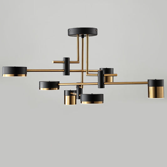 Aeyee Black and Gold Chandelier, 6 Lights LED Pendant Light Fixture, Dimmable, Modern Sputnik Hanging Light for Dining Room Living Room