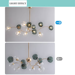 Aeyee Modern Glass Ball Pendant Light, Mid-Century Chandelier, Green Sputnik Hanging Light for Dining Room Bedroom