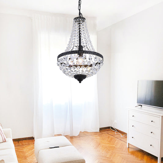 Aeyee Rustic Crystal Chandelier, Small Pendant Light Fixture, 1 Light Elegant Hanging Light for Bedroom Foyer Hallway