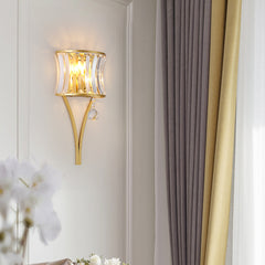 Aeyee Modern Crystal Wall Sconce, 2 Lights Elegant Wall Light, Wall Mount Lamp for Mirror, Bedroom, Hallway
