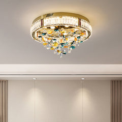 Crystal Flush Mount Ceiling Light - Aeyee Round LED Flush Mount Ceiling Light, Modern Dimmable Ceiling Pendant Fixture for Hallway Bedroom