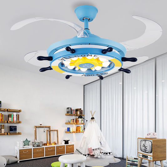 Aeyee Nautical Ceiling Fan with Lights and Remote Control, LED Ceiling Fan Rudder Decoration, Reversible Fan Chandeliers