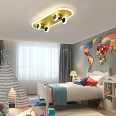 Aeyee Creative Skateboard Ceiling Light, Yellow Boy's Bedroom Ceiling Lighting, Cartoon Dimmable Ceiling Light for Bedroom, Nursery