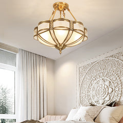 Aeyee Classy Brass Flush Mount Ceiling Light 4 Lights Bedroom Ceiling lamp with Glass Shade, 17.7" Elegant Hanging Lights