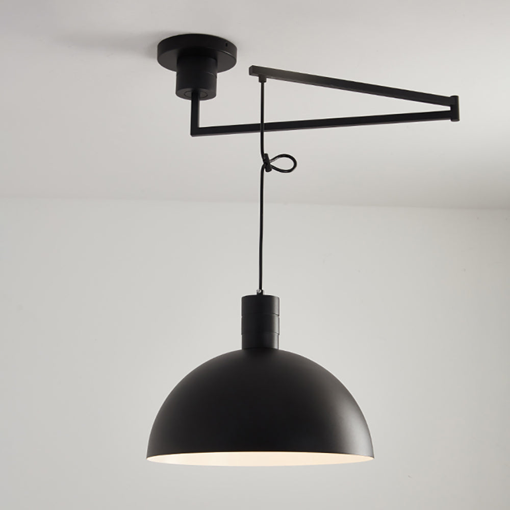 Aeyee Industrial Pendant Light Fixture, Swing Arm Hanging Light, Adjustable Dome Ceiling Pendant Light for Dining Room Living Room