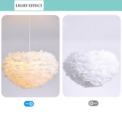 Aeyee Modern Feather Chandelier, 3 Lights Decorative White Pendant Light Fixture, Soft Look Girls Bedroom Hanging Lamp