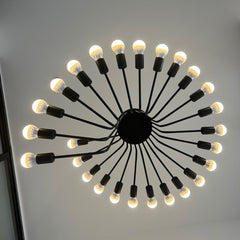 Industrial Chandelier - Aeyee Modern Spiral Pendant Light Fixture, Black High Ceiling Metal Hanging Light for Living Room Foyer