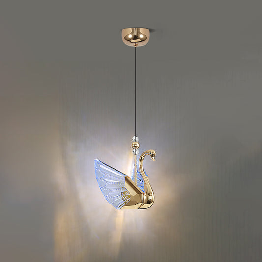 Swan Pendant Light Fixture - Aeyee Modern Acrylic Hanging Lighting, Colorful Ceiling Pendant Light for Bedroom, Decorative Light Warm Light