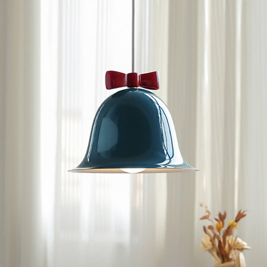 Aeyee Cute Bell Pendant Lighting, 1 Light Metal Hanging Light Fixture, Small Ceiling Pendant Light for Girl's Room Kitchen Island