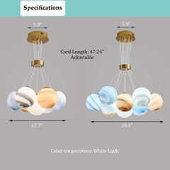 Unique Planet Chandelier- Aeyee Bubbles Ball Shape Pendant Light, Glass Hanging Light Fixture, Colorful Ceiling Chandelier