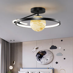 Planet Flush Mount Ceiling Light - Aeyee Kid's Bedroom Dimmable LED Ceiling Light Fixtures, Creative Moon Glass Chandelier