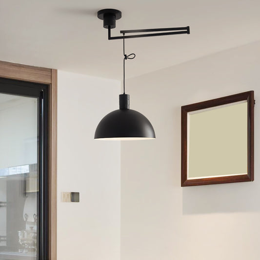 Aeyee Industrial Pendant Light Fixture, Swing Arm Hanging Light, Adjustable Dome Ceiling Pendant Light for Dining Room Living Room
