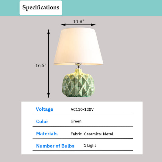 Aeyee Classy Table Lamps Modern Night Light with Fabric Lampshade, Ceramic Base, 1 Light Adorable Bedside Desk Lamp for Bedroom Nightstand